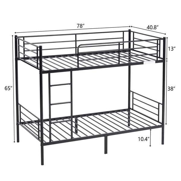 【Same model code: 67430277】Iron Bed Bunk Bed with Ladder for Kids Twin Size Black