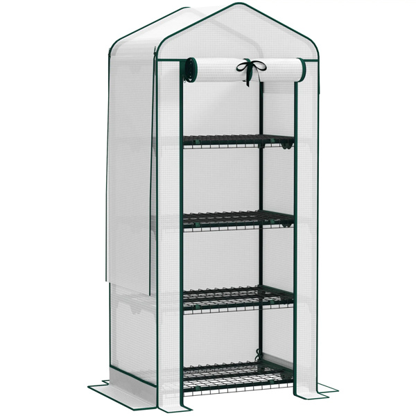   4 Tier Mini Small Greenhouse White 