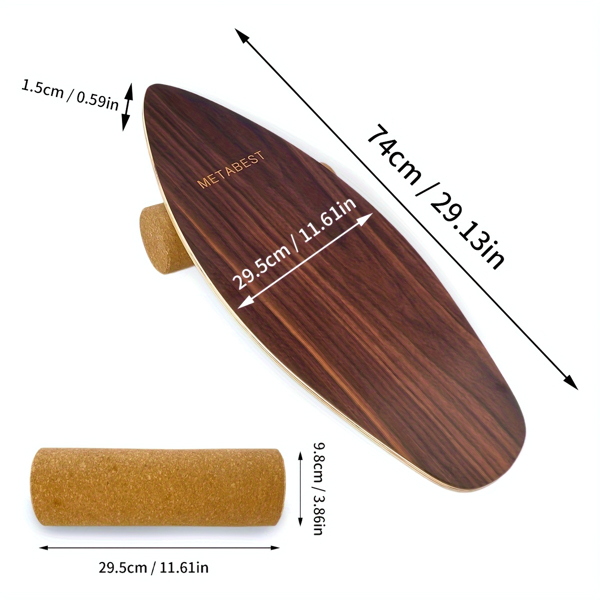 Surf-Inspired Wooden Balance Board with Wheel – Enhance Core Strength, Stability, and Fun for Fitness & Home Workouts