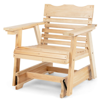 Outdoor Wood Rocking Chair with High Back and Widened Armrests