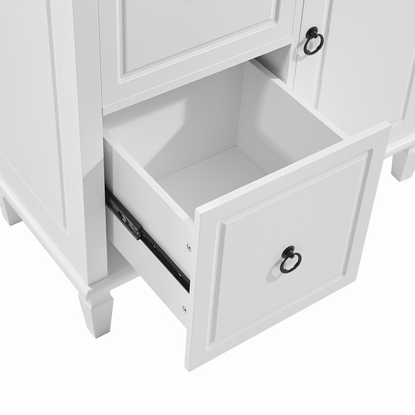 Retro Multi-Functional Storage Cabinet with Adjustable Shelves, 3 Drawers, and 3 Enclosed Compartments – Stylish and Versatile Organizer for Living Room, Kitchen, or Office, White