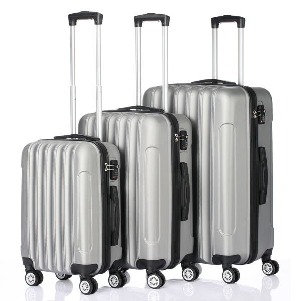 3 Pcs Suitcase Lightweight ABS Carry-on Hand Luggage 4 Spinner Wheels Trolley Case