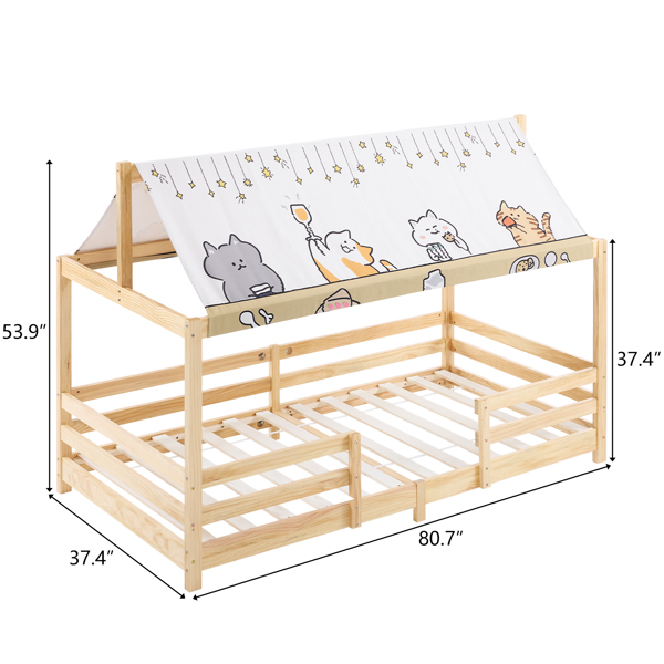 Canopy Roof Design White Painted Pine Children's Bed