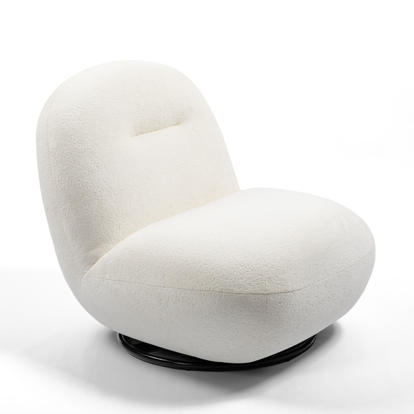 Luxury Modern Swivel Accent Chair, Tight Back Ice Flower Velvet Sofa Chair, Minimalist Style Comfy Single Cloud Chair Armless Cozy Chair for Living Room Apartment Reception Space