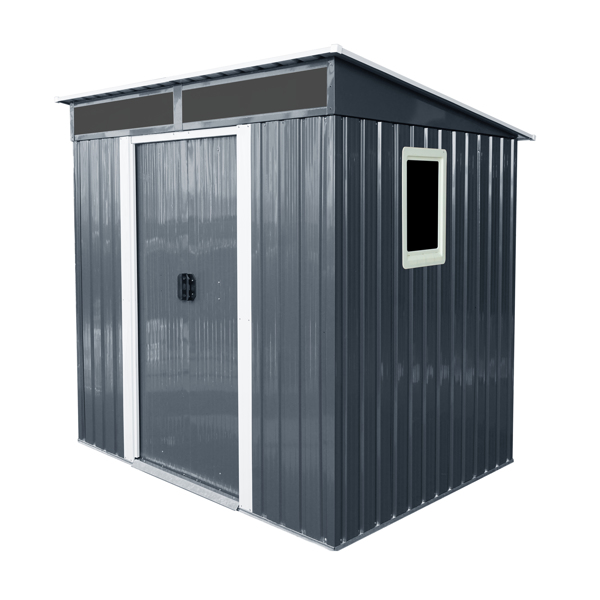 6ft x 5ft Outdoor Metal Storage Shed with Window and Transparent plate for Garden, Lawn (Black and White)