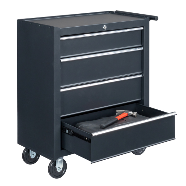 Single-bottom cabinet 4-draw, steel, black 330lb instrument cart, storage room