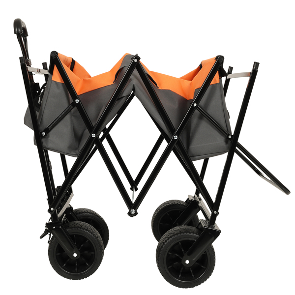 480Lbs Collapsible Wagon with Canopy,Wagon Stroller with 7" All-Terrain Wheels, Lightweight Foldable Wagon, Large Capacity for Camping, Shopping, Sports, and Garden Use,orange with mosquito net