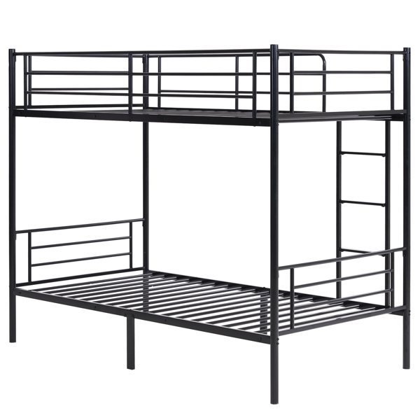 【Same model code: 67430277】Iron Bed Bunk Bed with Ladder for Kids Twin Size Black