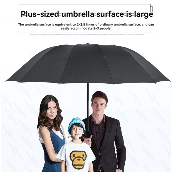 Extra Large Windproof Umbrella – 12-Rib Reinforced Design, Waterproof & Durable, Fits 2-3 People, Perfect for Business Travel, Students, Rain or Shine