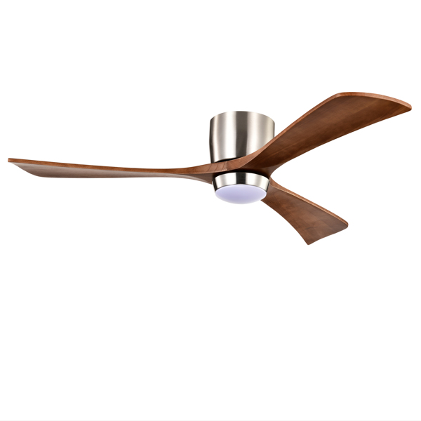 52" Ceiling Fan with Lights Remote Control,Quiet DC Motor 3 Wood Blade Ceiling Fans 6 Speed Levels,Reversible Ceiling Fan, for Patio Living Room, Bedroom, Office,Indoor.(Stain nickel + Walnut )