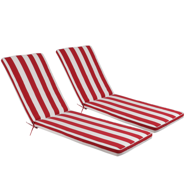 2PCS Set Outdoor Lounge Chair Cushion Replacement Patio Funiture Seat Cushion Chaise Lounge Cushion (Red/White Striped)  [Sale to Temu is Banned.Weekend can not be shipped, order with caution]