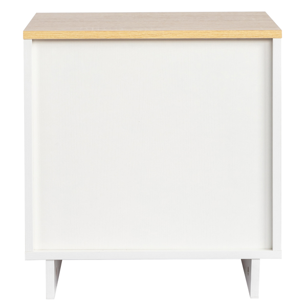 FCH embossed white + embossed oak E1 particle board 12MM handle-free 38*32*40cm 2 drawers bedside table 1pc