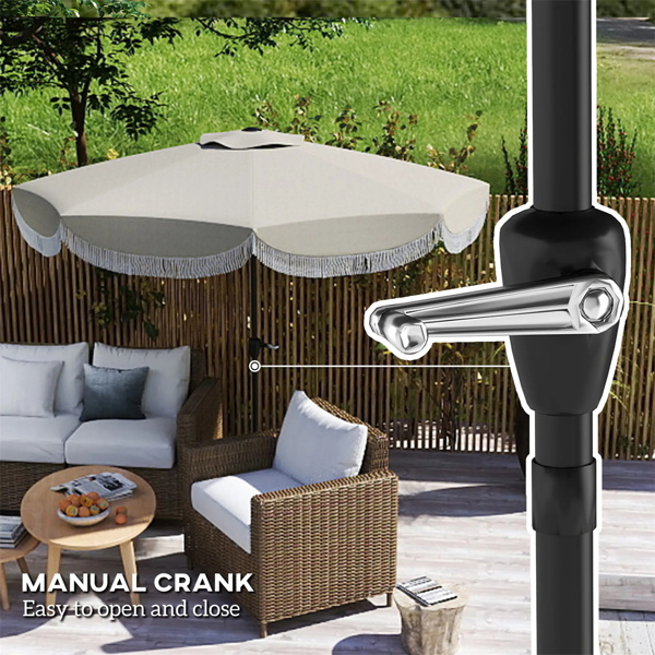 8.8FT Elegance Patio Umbrella, UPF 30+ Outdoor Market Umbrella with 8 Ribs, Push Button Tilt,Light Gray 