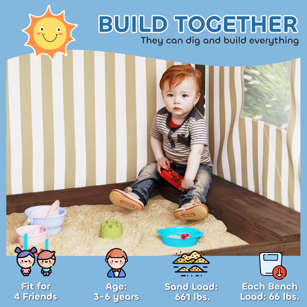 Kids Wooden Sandbox