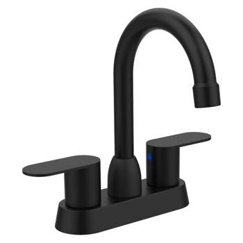 Bathroom Faucet Matte Black 2-Handle Bathroom Sink Faucet 360 Degree High Arc Swivel Spout Centerset 4 Inch Vanity Faucet RV Bathroom Faucet 2/3 Holes Lavatory Faucet[Unable to ship on weekends][Unabl