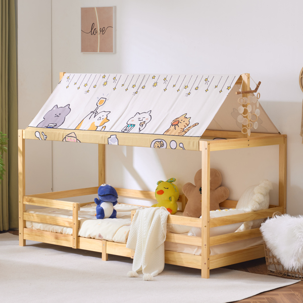 Canopy Roof Design White Painted Pine Children's Bed