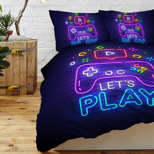 Gaming Duvet Cover Set Queen Size Video Game Controller Bedding Set, Boys Video Games Comforter Cover with 2 Pillow Shams, Bed Set for Boys Girls Bedroom Decor