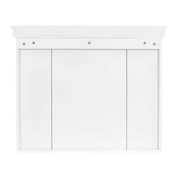 35'' x 28'' White Wall Mounted Bathroom Storage Cabinet with Mirror Door, Modern Bathroom Wall Cabinet with Mirror, Medicine Cabinet with 6 Open Shelves