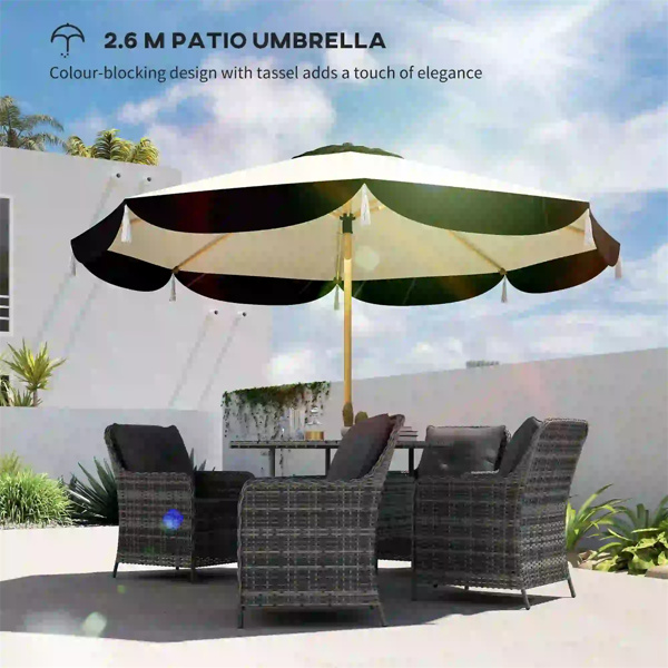 8.7 FT Elegance Patio Umbrella, UPF 50+ Outdoor Market Umbrella with 8 Ribs, Beige 