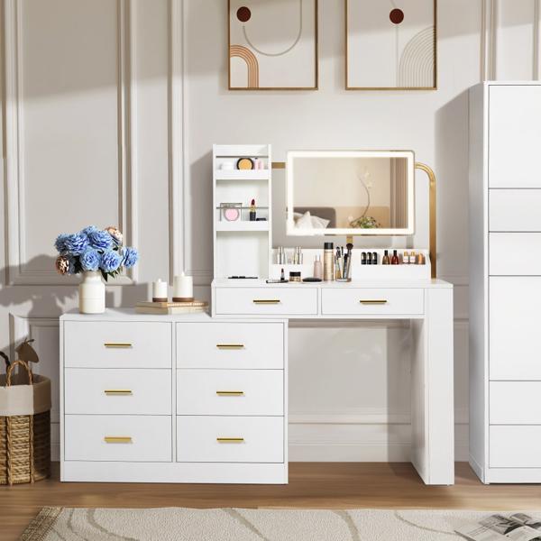 Modern White 8-Drawer Dresser for Bedroom - Ample Storage Wide Chest of Drawers, Sturdy & Safe