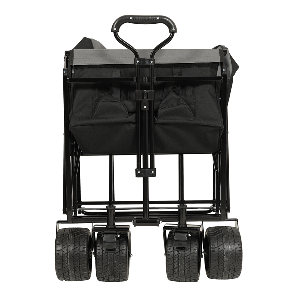 480Lbs Collapsible Wagon with Canopy,Wagon Stroller with 7" All-Terrain Wheels, Lightweight Foldable Wagon, Large Capacity for Camping, Shopping, Sports, and Garden Use,black with mosquito net