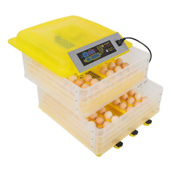 【Same model code：86253457】96-Egg Practical Fully Automatic Poultry Incubator (US Standard) Yellow & Transparent