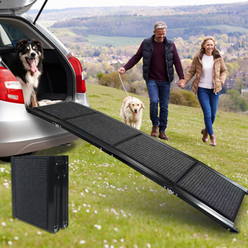 Dog Ramp for Car, 71\\" Long & 20\\" Wide Folding Portable Pet Stair Ramp with Non-Slip Rug Surface, Extra Wide Dog Steps for Medium & Large Dogs Up to 250LBS Enter a Car, SUV & Truck