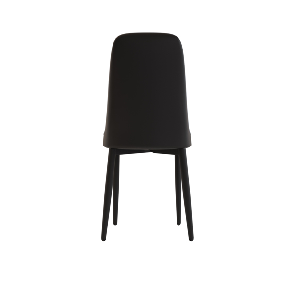 A set of 4 dining chair, modern style chair made of high-quality PU Leather fabric with thick soft cushions, black metal leg kitchen chair, dining room kitchen dining chair (Beige and Black) 