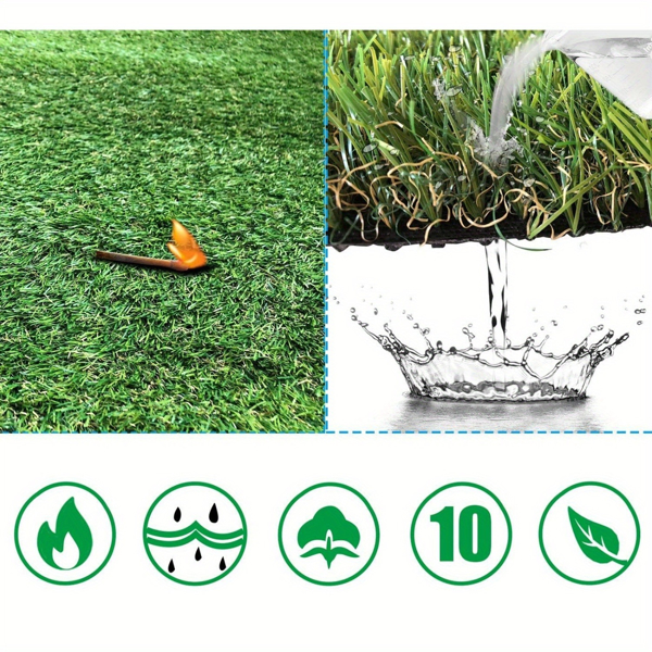 3ft x 10ft Premium Artificial Turf Mat with Drainage Holes. Thick Fake Grass with Rubber Backing, Ideal for Indoor/Outdoor Pet Areas, Garden, Lawn, Patio & Balcony Decor