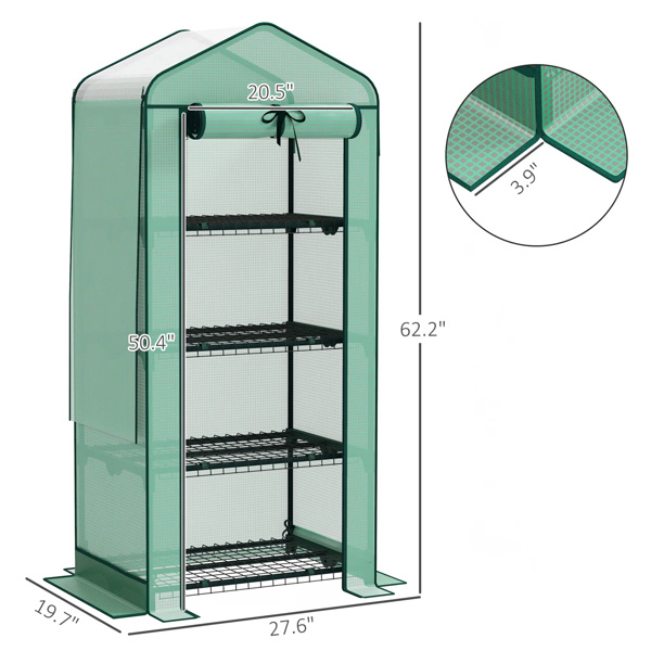   4 Tier Mini Small Greenhouse  Green