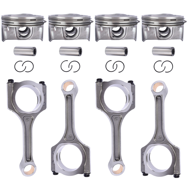 Set of 4 Engine Piston and Connecting Rod Kit for Hyundai Sonata Kia Sorento Optima 2.4L L4 2011-2013 23510-2G540 23410-2G511