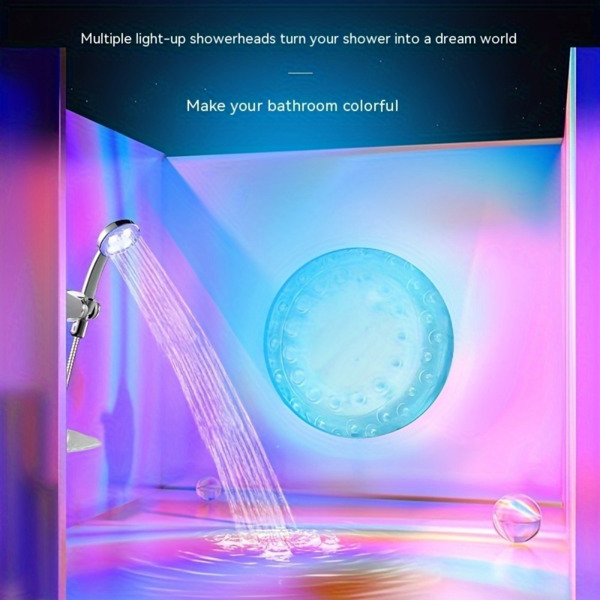 LED Color-Changing Rainfall Shower Head Set with Hose & Base – Water-Saving, Battery-Free Design for Modern Bathrooms