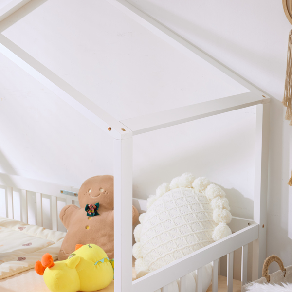 X-Shaped Roof Design White Painted Pine Children's Bed