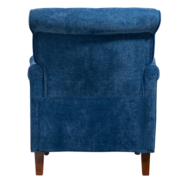 Accent Chair With Comfy Chenille Club Fabric,Comfy Upholstered Living Room Arm Chair,Springs Cushions & Retro Wooden Legs,Fabric Sofa Chair Reading Chair for Bedroom Office,Holds 300lbs(Blue)