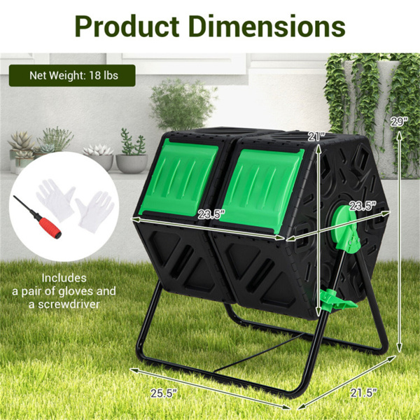 130L Garden Compost Tumbler with Sliding Doors