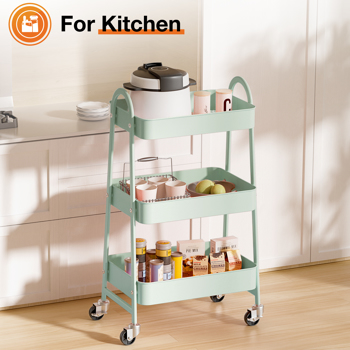 3 Tier Small Rolling Cart, Metal Utility Storage Organizer Kitchen Trolley Bathroom Laundry Room Bar Office Shelves