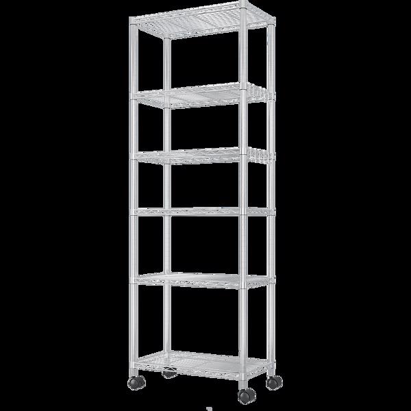 Heavy Duty Storage Shelves  72.83" H   Wire Shelving Unit with Wheels 1020LBS  NSF Metal Shelves for Storage Adjustable Garage Storage Rack Pantry Shelf Commercial Shelving, 72.83" H X 23.6''W X 13.78