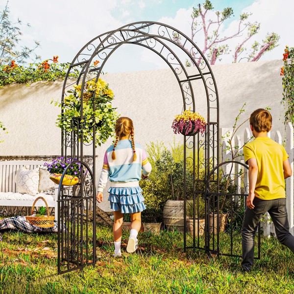 Steel Garden Arch with Gate ( Amazon Shipping)（Prohibited by WalMart）