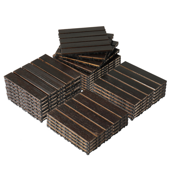 27pcs Wood Interlocking Deck Tiles 11.8"x11.8", Waterproof Flooring Tiles for Indoor and Outdoor, Patio Wood Flooring for Patio Porch Poolside Balcony Backyard