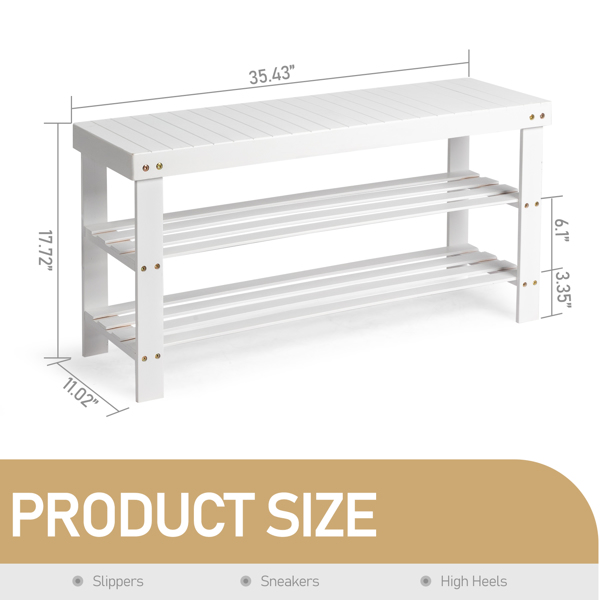 FCH 3-Tier Seamless Top Bamboo Shoe Rack