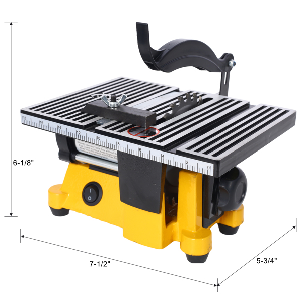 4" 90W Mini Table Saw Top Cut Off Miter Saw Multifunctional Desktop Saws w/ 3 Blades for Precision Cut Metal Wood Frame Molding