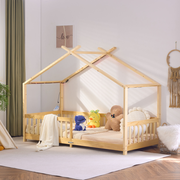 X-Shaped Roof Design Wood Painted Pine Children's Bed