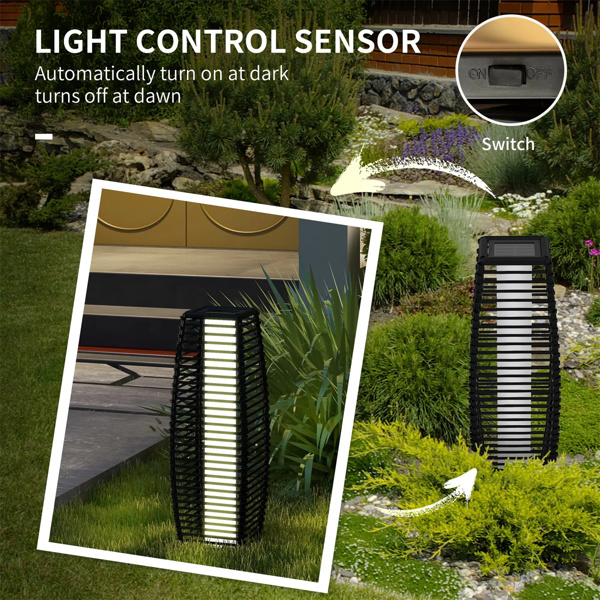 Black  Waterproof Outdoor Floor Lamp with Auto On/Off LED Lights