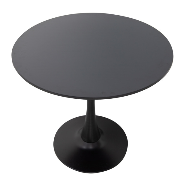 Round Black Dining Table 31.5" with Pedestal Base, Mid Century Kitchen Table Coffee Table for 2 to 4 Person