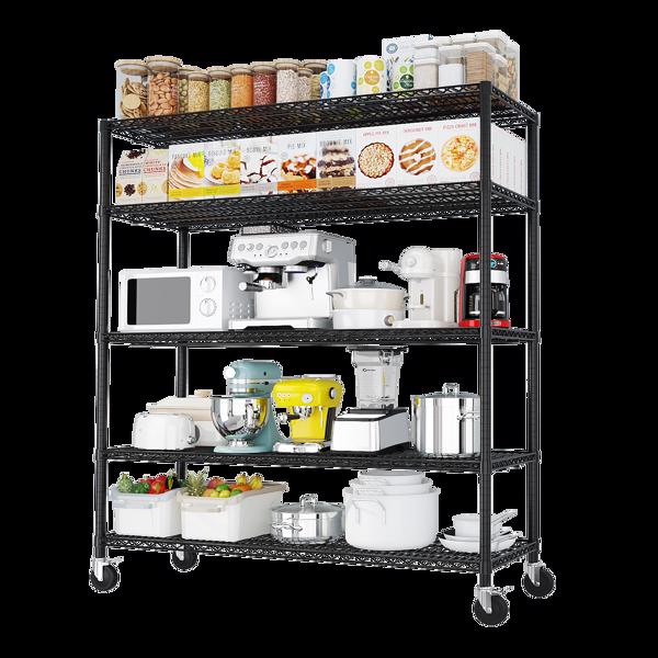 Heavy Duty Storage Shelves  55.12" W  Wire Shelving Unit with Wheels 3200LBS  NSF Metal Shelves for Storage Adjustable Garage Storage Rack Pantry Shelf Commercial Shelving, 75.59" H X 55.12''W X 23.62