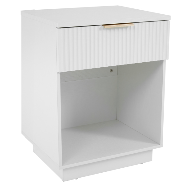 NightStand with One Drawer&Shelf White