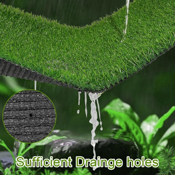 3ft x 32ft Premium Artificial Turf Mat with Drainage Holes. Thick Fake Grass with Rubber Backing, Ideal for Indoor/Outdoor Pet Areas, Garden, Lawn, Patio & Balcony Decor