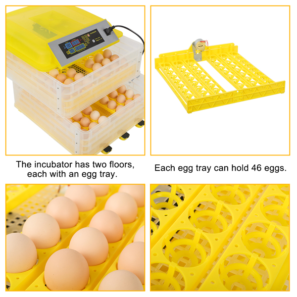 【Same model code：86253457】96-Egg Practical Fully Automatic Poultry Incubator (US Standard) Yellow & Transparent