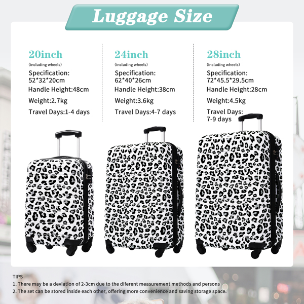 Hardshell Luggage Sets 3 pcs Spinner Suitcase with TSA Lock Lightweight-20"+24"+28" Luggages