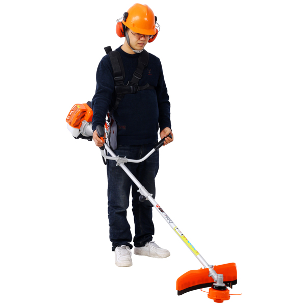 52cc Weed Eater/Wacker Gas Powered, 2 in 1 String Trimme,with 10'' Brush Cutter,Rubber Handle & Shoulder Strap Included